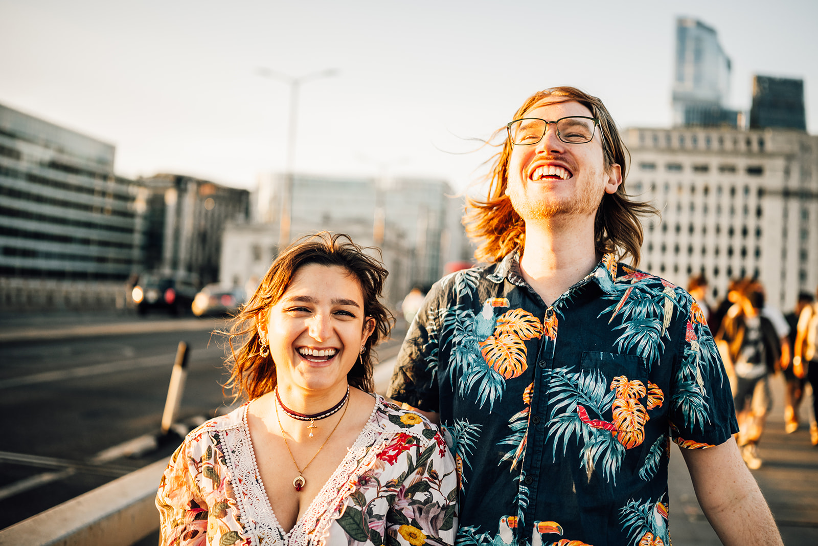 Tiryon and Isobel laughing together in London